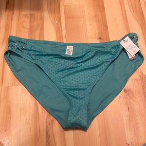 Time and tru teal low rise bikini bottoms with side ties BNWT